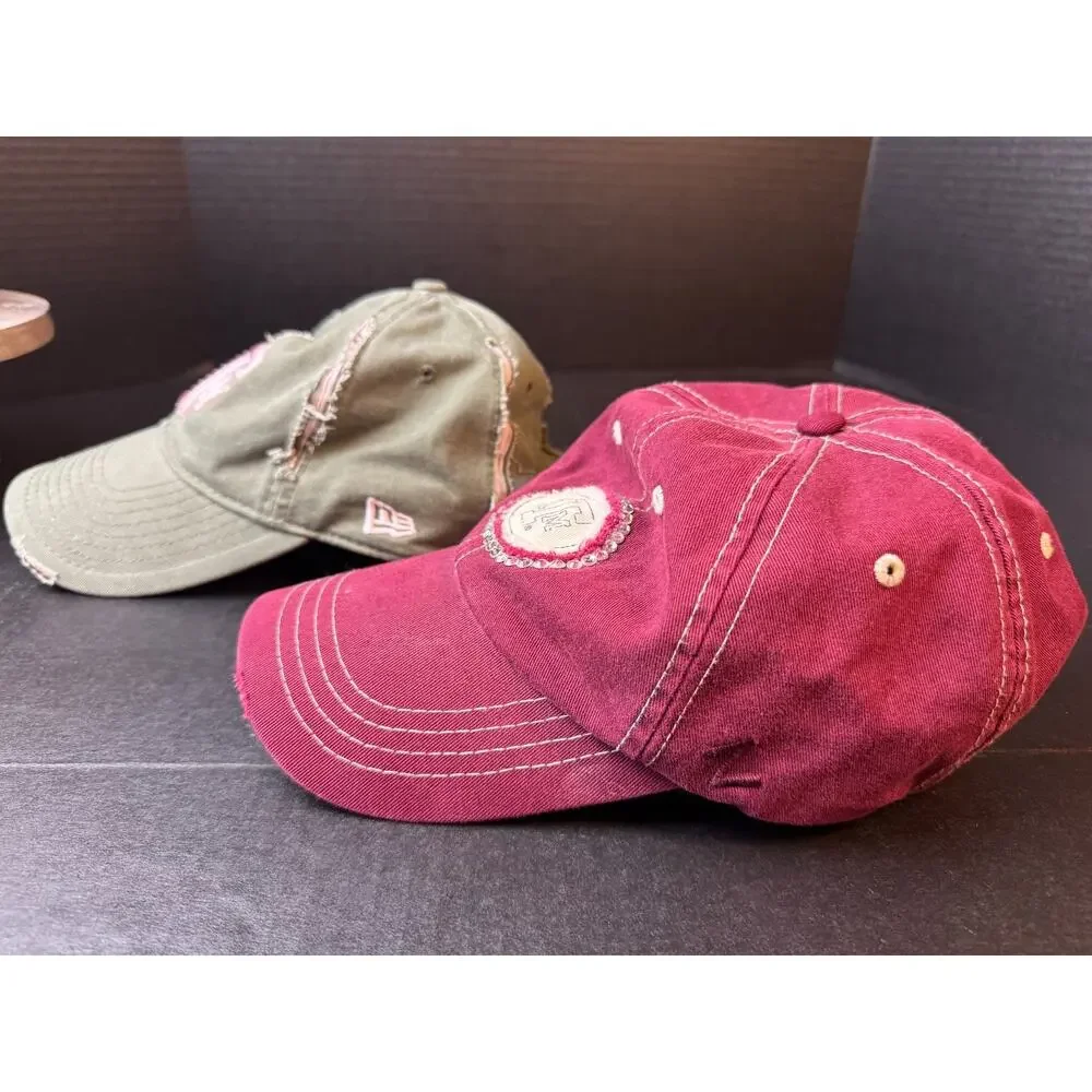 Texas A&M Hats Aggies Lot of 2 Women's Bling Cotton Strap Back Embroidered Cap
